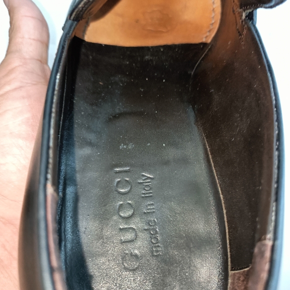 Gucci Logo Mens Leather logo luxury Shoes Loafers size UK 7.5 us 8 - Picture 3 of 16